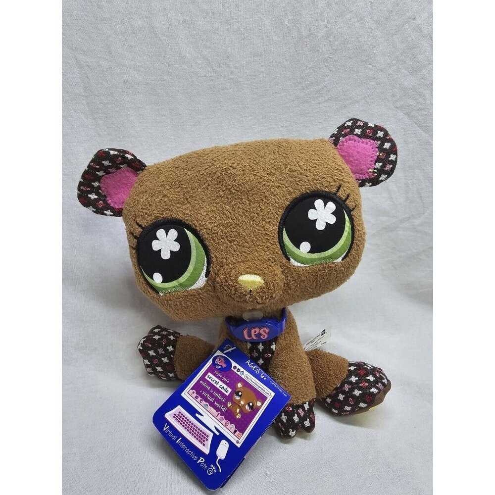LPS Littlest Pet Shop VIPs Plush Bear Interactive Brown Stuffed Toy- With Tags